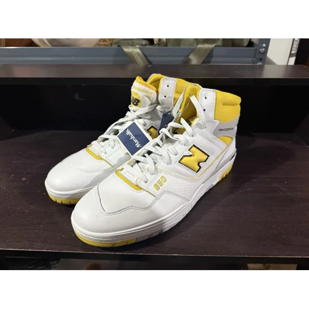 New Balance 650R High Mens Casual Shoes White Yellow BB650RCG Men's size 15