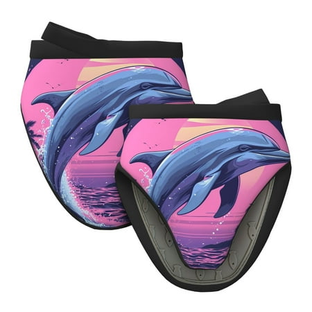 

Vsdgher Hawaiian Beach Dolphin Non-Slip Mini Oven Mitt Set Short Oven Mitts for Baking Grilling Barbecue Microwave 5.9 x5.9 in