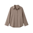 thumbnail image 5 of IUYRTFE Women Long Sleeve Button Down Top and High Waist Ruffle Shorts Set Casual 2 Piece Outfit, 5 of 9