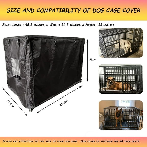 Heavy-Duty Dog Cage Cover with Transparent Windows, 48-Inch Fit, Waterproof and Scratch-Resistant