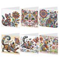 thumbnail image 1 of Tarjeta Felicitación Pintura Diamantes Bricolaje 6 Piezas Mandala Gatito Con Sobre para Amigo, 1 of 9
