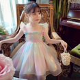 thumbnail image 4 of Vestido de verano para niñas con tirantes y degradado de arcoíris y decoración de mariposas, vestido de princesa para fiesta de cumpleaños y boda, 4 of 4