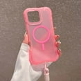 thumbnail image 2 of Rugged Phone Case For iPhone 16,Compatible with Mag-Safe,with Wrist Strap,3-in-1 Heavy Duty Protection,Shockproof Anti-drop Matte translucence Rugged Anti-Scratch Phone Case,Pink, 2 of 10