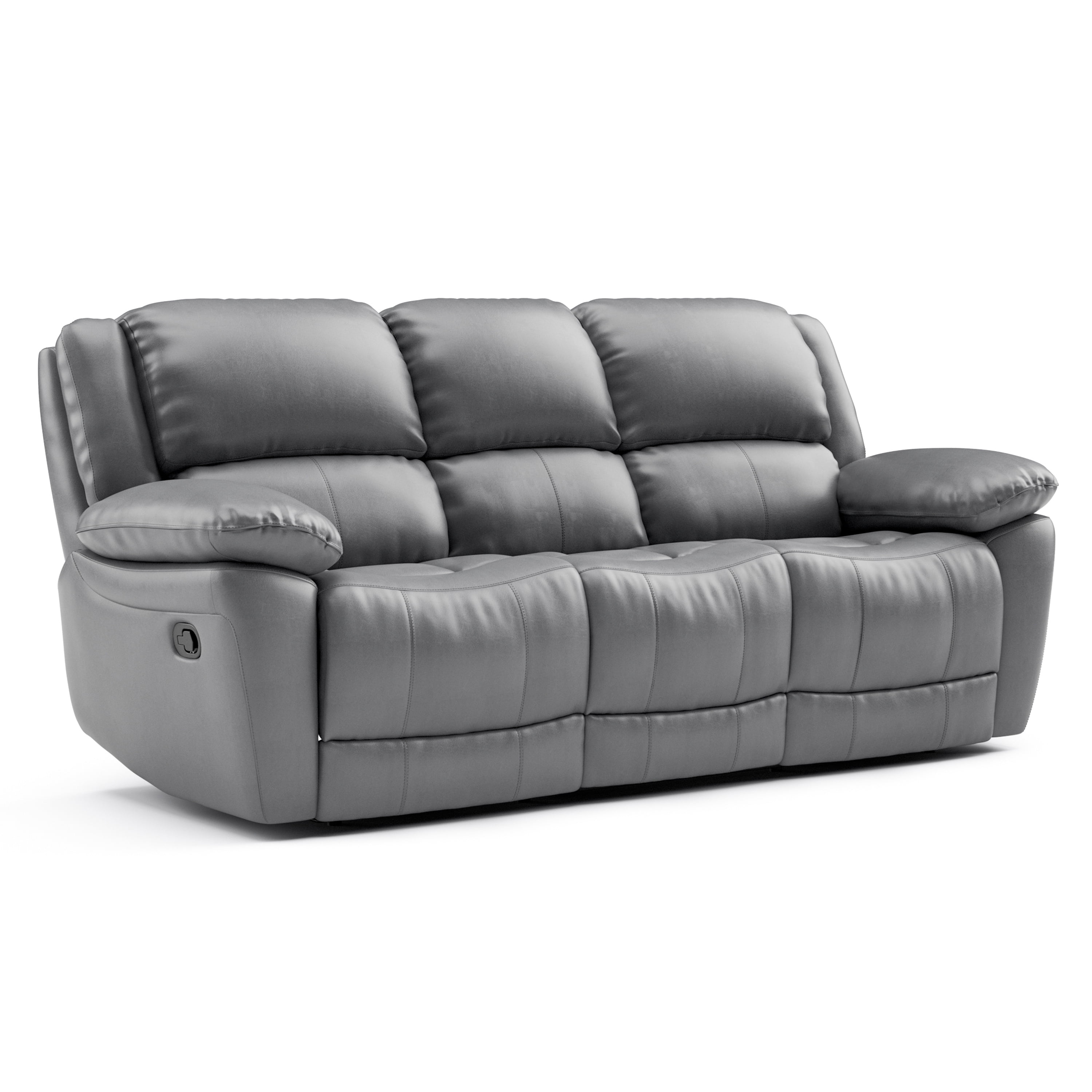 Furniture of America Torrel 3-Piece Modern Leather Match Manual Reclining Sofa Set, Dark Gray