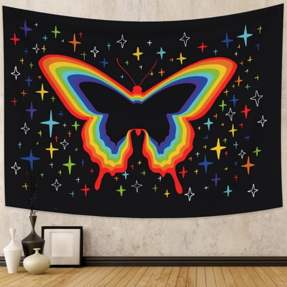 DaShan Butterfly Tapestry Wall Hanging,Black Backdrop for Bedroom Living Room Dorm,60"Wx50"L