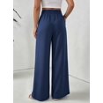 thumbnail image 2 of Cuteduck Women's Solid Color Wide Leg Pants – High Waisted Flowy Palazzo Trousers with Slant Pockets Casual Loose Pants S-2XL, 2 of 7