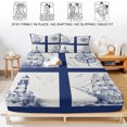 thumbnail image 5 of Twin XL Size Fitted Sheet Set - Nautical Navy 2 Piece Bedding Sets 16" Deep Pocket Fitted Sheet with 1 Pillowcases, Blue Lighthouse Boat Compass Ocean Brushed Microfiber Hotel Luxury Bed Sheets, 5 of 9