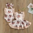 thumbnail image 4 of Fortune Summer Easter Kid Girl Romper Dress Cartoon Rabbit Print Ruffles Sleeve Jumpsuits, 4 of 9