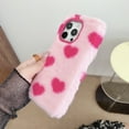thumbnail image 4 of Feishell for iPhone 13 Cute Fluffy Case with Hearts Pattern, for Women Girls, Luxury Fluffy Furry Plush Soft Flexible Silicone TPU Anti-Drop Shockproof Protective Phone Case,Pink, 4 of 6