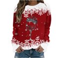 thumbnail image 2 of Black and Friday Deals 2024 Womens Christmas Sweatshirts,Ugly Christmas Sweater for Women Holiday Long Sleeve Shirts Red Wine Glass Printed Crewneck Pullover Sweatshirts, 2 of 4
