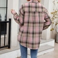 thumbnail image 5 of Xudanell Womens Shacket Jacket Oversized Casual Flannel Plaid Button Shirt Coat Jackets (Pink,M), 5 of 9