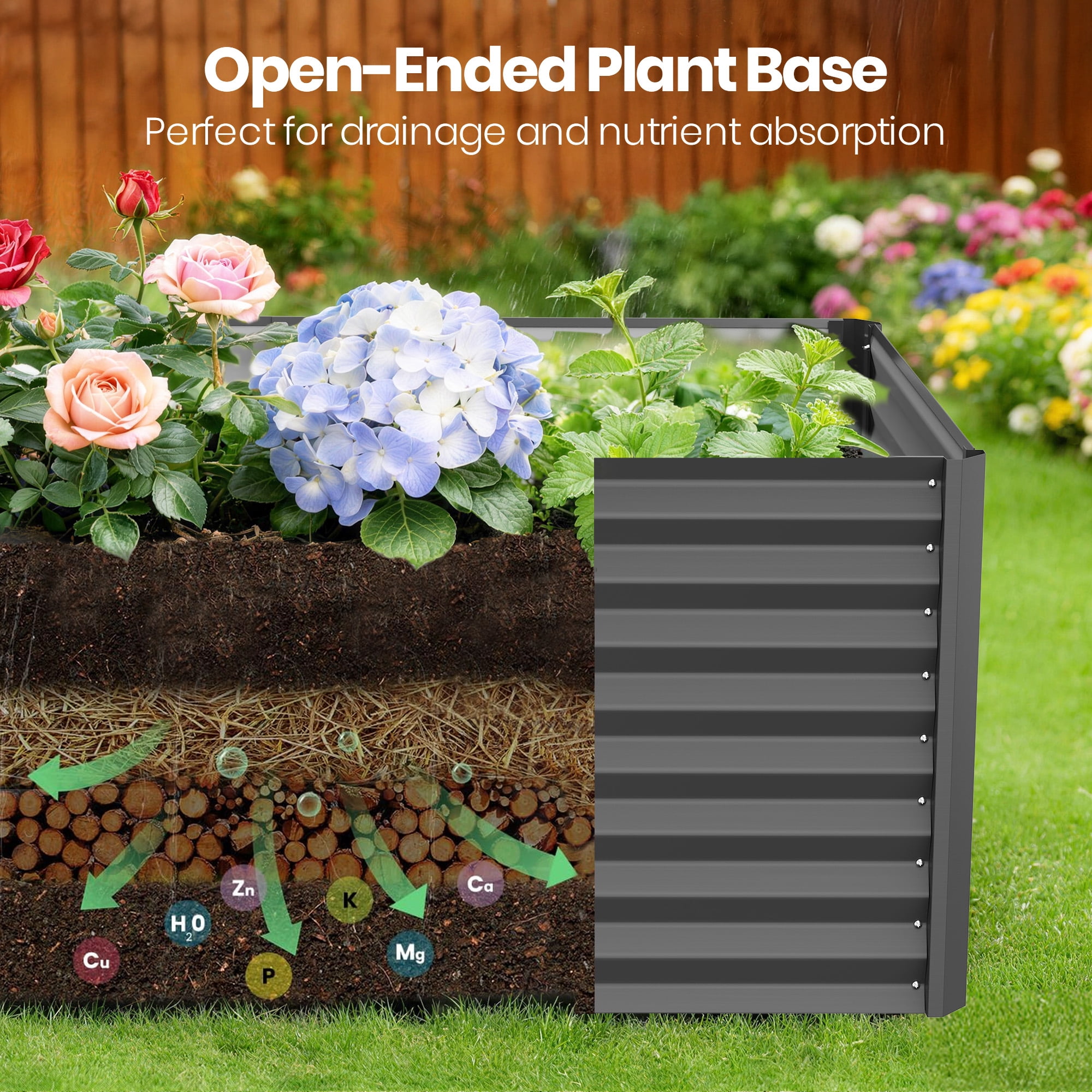 GVDV Raised Garden Bed 6x3x2ft Outdoor, Metal Raised Bed Kit for
