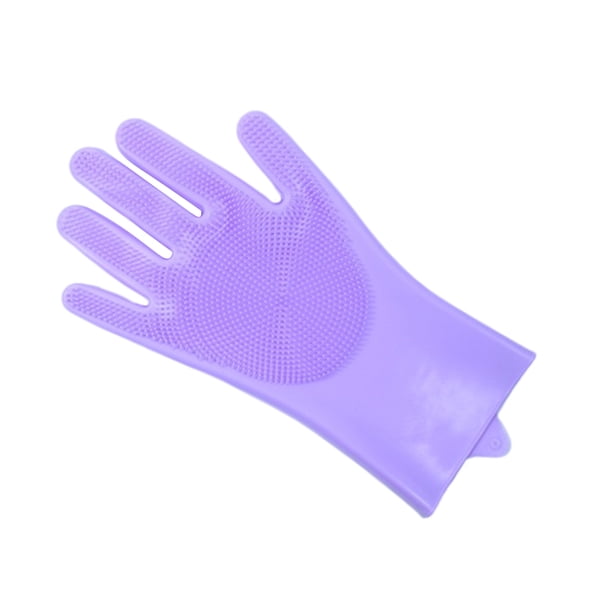 Billuyoard 1 par de guantes para lavar platos con estropajo, tazones para platos, limpieza de alimentos, limpieza, manoplas resistentes al calor, Mostrada Púrpura Billuyoard HA060614-03