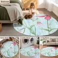 thumbnail image 5 of Round Rugs 5Ft, Blue Pink Green Floral Round Area Rug Washable Indoor Throw Carpet, Seasonal Botanical Blooms Soft Non Slip Circle Rug for Cabinet Bathroom Home Decor Aesthetic, 5 of 8