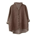 thumbnail image 5 of ZJXFGS Vintage Blouse Women Ruffle Blouse for Women Women'S V Neck Button Down Blouse Top Shirt Petite Tops for Women Brown XL, 5 of 5