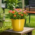 thumbnail image 3 of 12 inch Ceramic Planter, Extra Large Round Flower Pots with Drainage, Elegant Pot for Indoor Trees, for Glamorous Home Decor, Light Yellow, 3 of 7