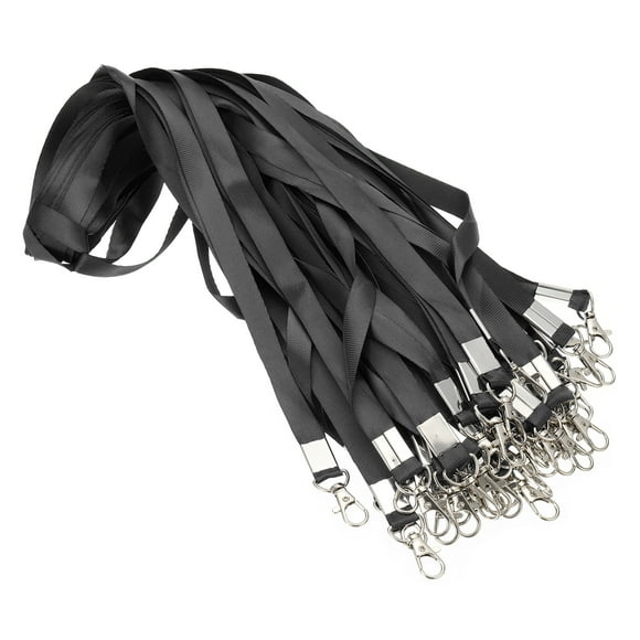 Uxcell 48cm Lanyards Bulk, 50Pcs Teacher Lanyards for ID Badges Keys Badge Lanyard Durable Personalized with Clip for ID Card, Black