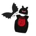 thumbnail image 3 of Whouriu Toddler Boys Halloween Dress Up Outfit Set Bat Print Sleeveless Top with Wings Hat Holiday Photo Role Play 3Pcs Fall Clothes Set, 3 of 9
