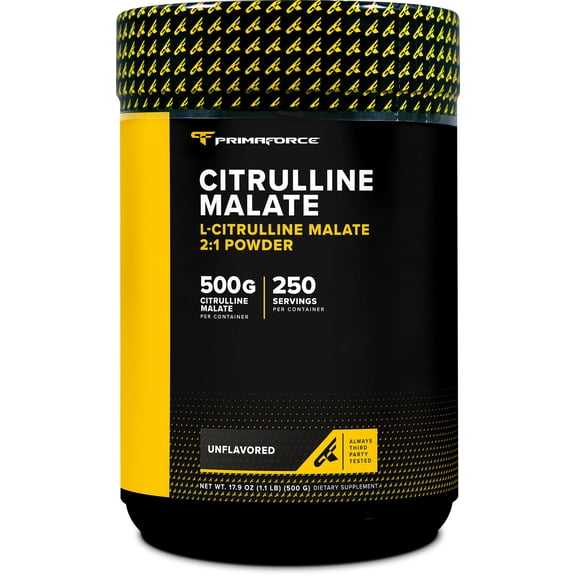 PrimaForce L-Citrulline Malate Powder, Unflavored Pre Workout Supplement, 500 Grams