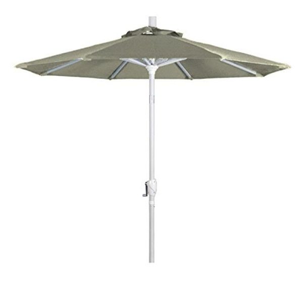 Parasol de Marché en Aluminium 7,5 Pieds Inclinaison Push Blanc Mat/sunbrella/naturel