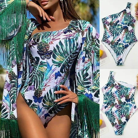 LEEy-world Swimsuit Women Women s Swimwear Kashmir Enchant Tummy Control Underwire Bra One Piece Swimsuit Green L