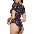 thumbnail image 3 of Daiia Colorful Mexican print Women's Crew Neck Short Sleeve Bodysuit Fashion Tops Fit Casual Basic Extender Bodysuit-Medium, 3 of 9