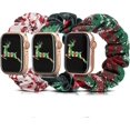 thumbnail image 1 of 3 Packs Compatible with Apple Watch Band Halloween Scrunchies 38mm Cloth Soft Pattern Printed Fabric Bracelet Women IWatch Elastic Scrunchy Bands 40mm, 1 of 4