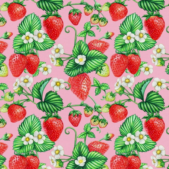 David Textiles 44" x 18" Cotton Summer Strawberry Precut Fabric