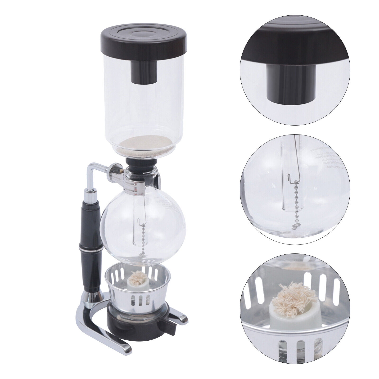 Vintage Siphon Coffee Maker with Alcohol Lamp, Large-Diameter Pot, Anti-Scalding Handle, Stainless Steel Base, Ideal for Home & Café Use