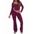 thumbnail image 3 of Womens Workout Sets 2 Piece Gym Yoga Outfits Crossover Flare Leggings Wine Red S, 3 of 7