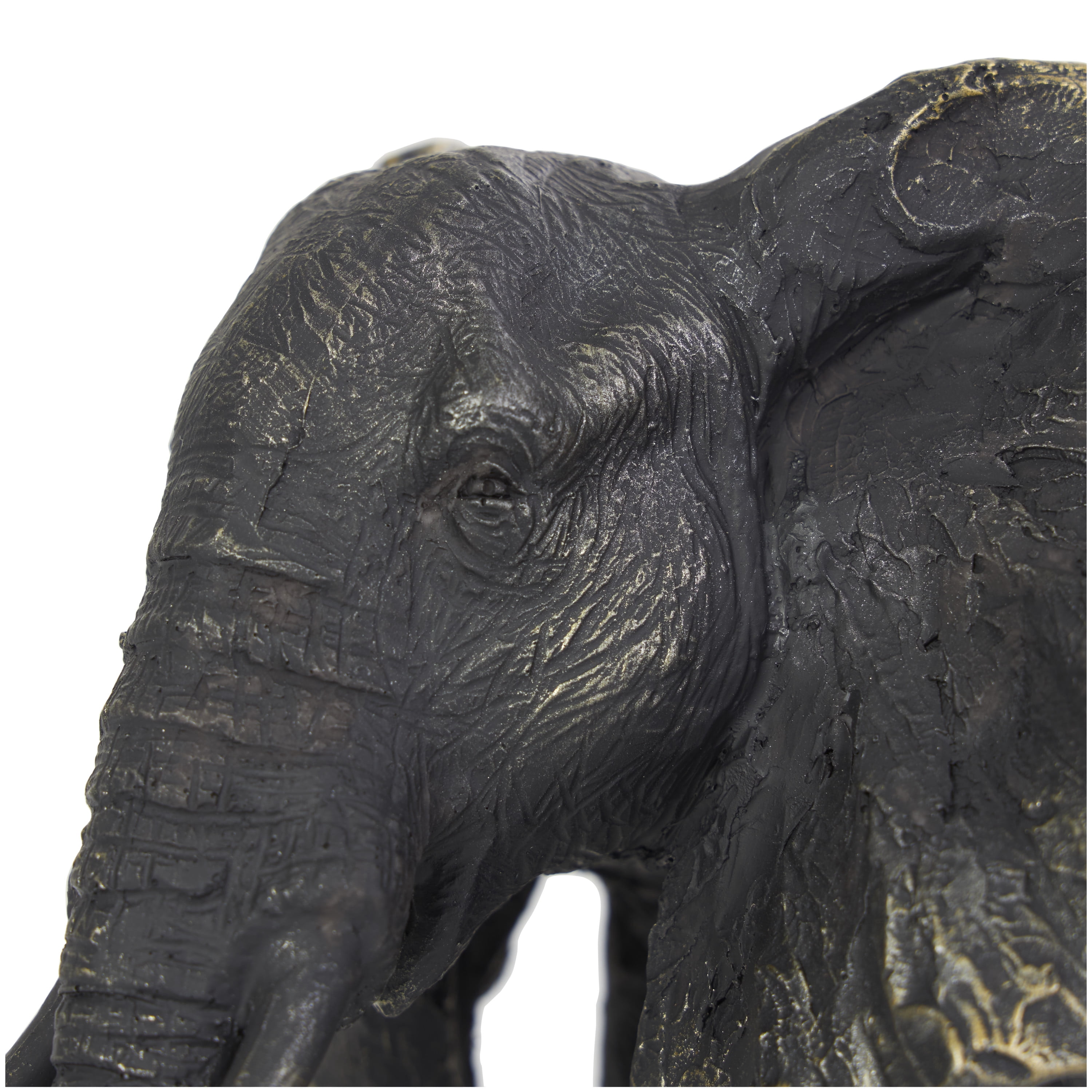 10" x 7" Bronze Polystone Elephant Sculpture with Gold Detailing, by DecMode