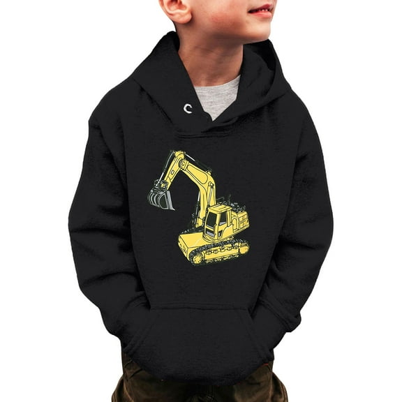 BOOMNY Toddler Boys Hoodies Cartoon Excavator Hoodies For Boys Long Sleeve Warm Fall Winter Pullover Hooded Sweatshirts