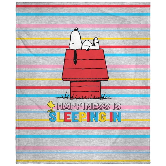 Peanuts Snoopy and Woodstock Happiness Is Sleeping In Silk Touch Throw Blanket
