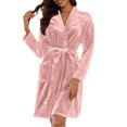 thumbnail image 3 of Long Sleeve Robes for Women Fluffy House Coat Oversized Soft Women's Sleepwear Spa Womens Bathrobe Light Pink, 3 of 6