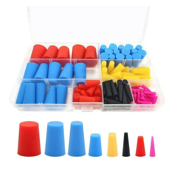 120Pcs Silicone Rubber Tapered Plugs, High Temp Resistant Silicone Rubber 8 Sizes From 1/16 to 5/8Inch for Hole Plugs