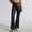 Black, variant on Aueoeo Women Chaparoon Pant High Elastic Waist Wide Leg Pants Faux Leather Straight Pants Comfy Fashion Trousers
