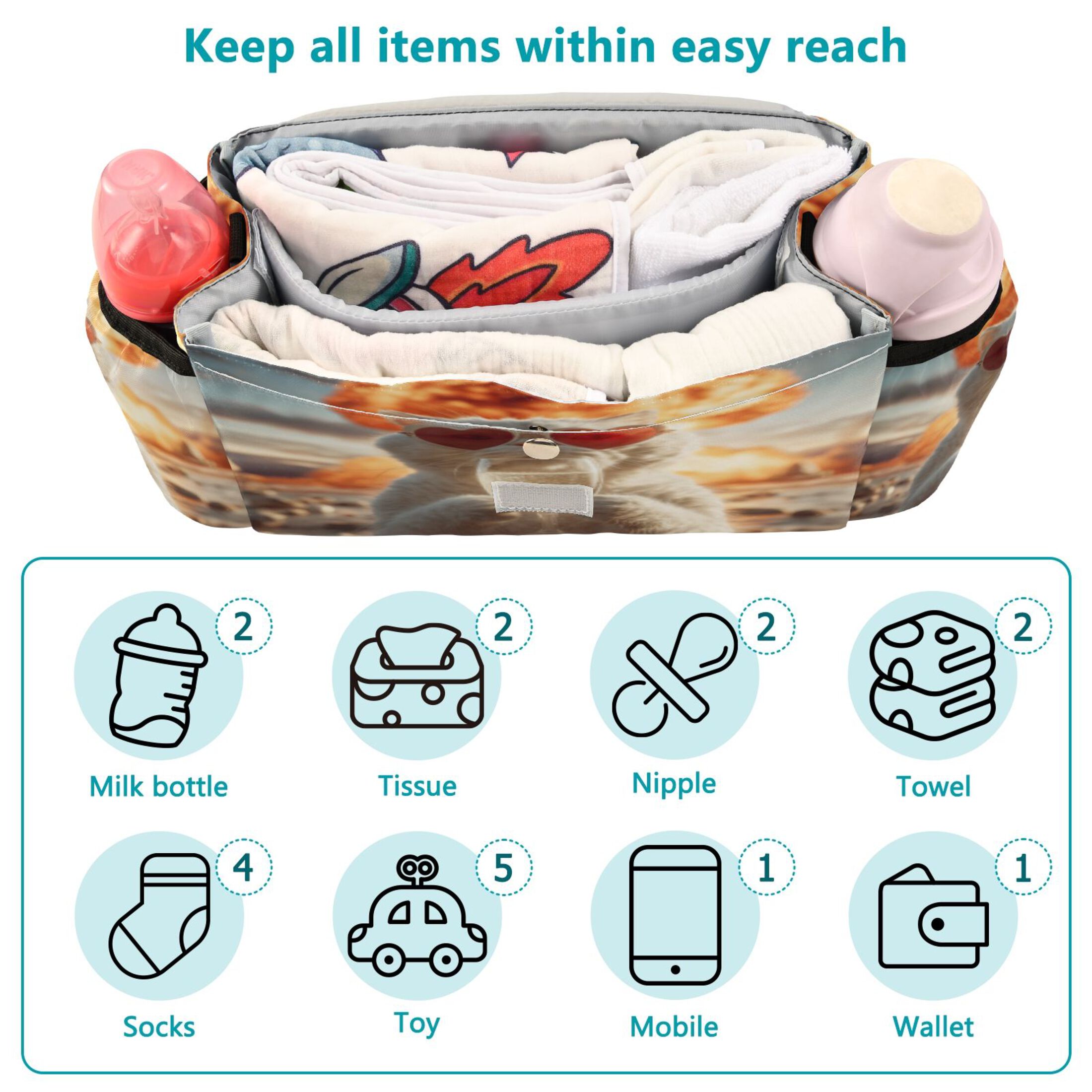 DIXRUYEE Stroller Organizer Imgi_72_ffyy4_a_white_cat_wearing_heart-shaped_sunglasses_holding_up_a__d57a97c3-63f3-445d-b6e3-2be1 Printed