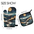 thumbnail image 2 of Yayeee Oven Mitts and Pot Holder Set of 2 Heat Resistant Kitchen Gloves Baking Hot Pad, Green Mountains, 2 of 5