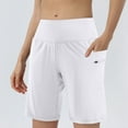 thumbnail image 2 of Kopltyrfg Women's High Waisted 9" Shorts with Zipper Pockets Athletic Workout Long Shorts for Women Knee Length White M, 2 of 6