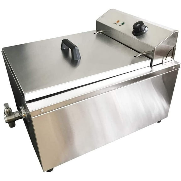 INTBUYING Commerical Shallow Funnel Cake Deep Fryer Frying Machine with 2 Ring Molds Stainless Steel