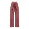 thumbnail image 4 of Lenpel Women's Wide Leg Pants Trendy High Waisted Tie Front Wrap Palazzo Beach Pants Casual Loose Trousers, 4 of 6