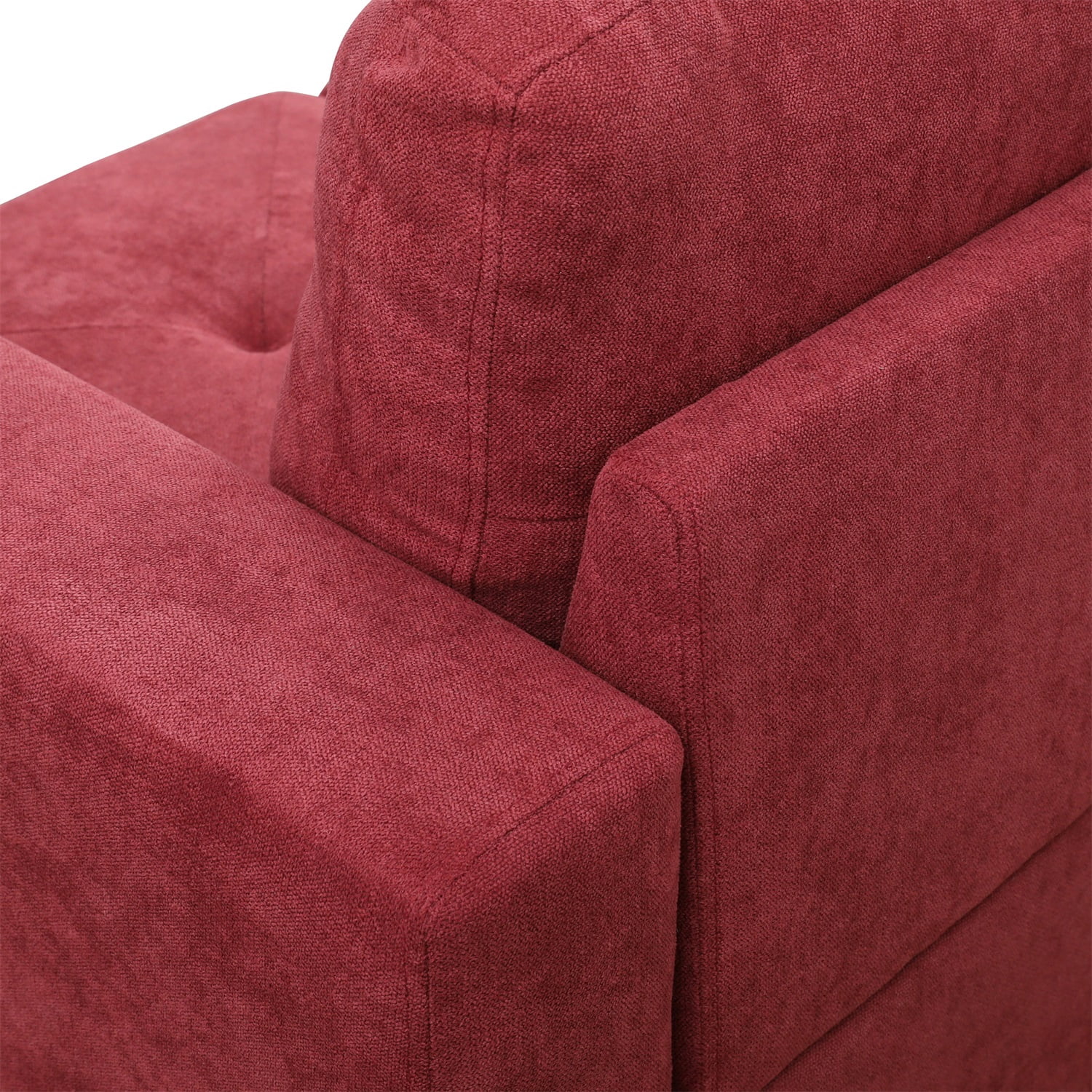 Hommoo Modern Flannelette L Shaped Couches and Sofas Model, 4 Seat Sectional Sofa Living Room Furniture Sets for Home, Red(No Ottomans)