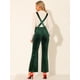 thumbnail image 5 of Pantalones de Monos con Botones de Lunares y Pierna Ancha con Cinturón de cintura Alta de terciopelo para mujer Verde L, 5 of 6