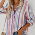 thumbnail image 2 of Camisa de rayas verticales Ticfox para mujer Azul M, 2 of 5