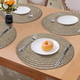thumbnail image 7 of EVNELE Beige Placemats Set of 4, Washable Woven Vinyl Round Place Mats for Kitchen Dinner Table, Anti-Slip Heat Resistant PVC Table Mats,Easy to Clean, 7 of 7