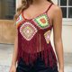 thumbnail image 5 of Mujeres de Verano Tops Casual Gancho de Mano Color Mixto Patchwork Strapless Borded Top para las Mujeres de Verano, Moda Casual Ligero, 5 of 5