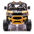 thumbnail image 6 of Xuanlur 24V Ride On Toys for Big Kids W/22" Seat, 4WD 6X6 2 Seater Ride On Dump Truck with Remote Control, 3 Speeds, High Efficiency Battery, 4X100 Motors, Music, Ride On Car for Boys Girls, Orange, 6 of 8