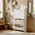thumbnail image 1 of QinaQin Slim Three-Compartment Shoe Cabinet with a 31.5-Inch Recessed Design, Adjustable Shelves, and Freestanding Entryway Storage Unit, 1 of 9