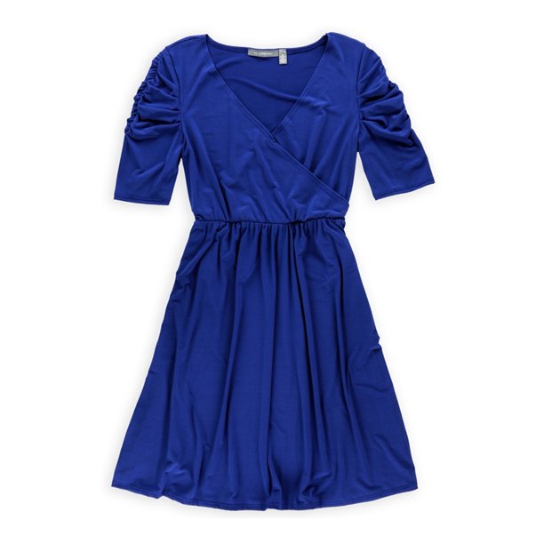 NY Collection Vestido de tubo cruzado de imitación para mujer, azul, mediano NY Collection Vaina