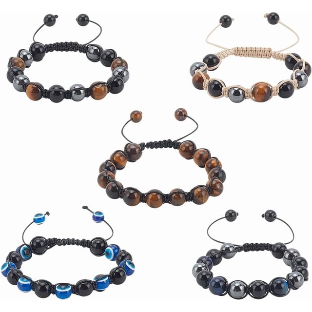Pulsera de protección para hombres y mujeres: Ojo de tigre, hematita y obsidiana. Una pulsera de cuentas hecha a mano que puede traer suerte, felicidad y protección.